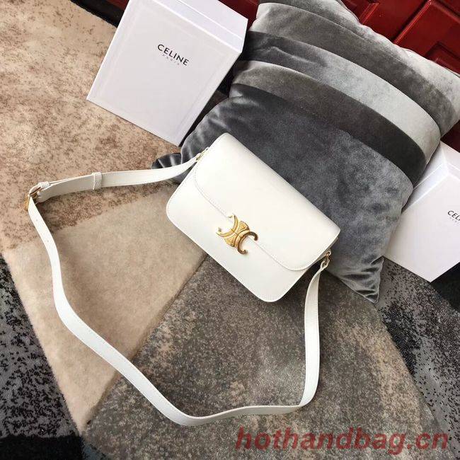 CELINE MEDIUM TRIOMPHE BAG IN SHINY CALFSKIN CL87363 WHITE CELINE MEDIUM TRIOMPHE BAG IN SHINY CALFSKIN CL87363 WHITE