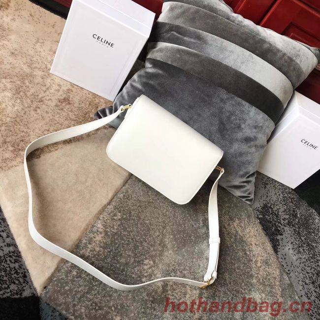 CELINE MEDIUM TRIOMPHE BAG IN SHINY CALFSKIN CL87363 WHITE CELINE MEDIUM TRIOMPHE BAG IN SHINY CALFSKIN CL87363 WHITE