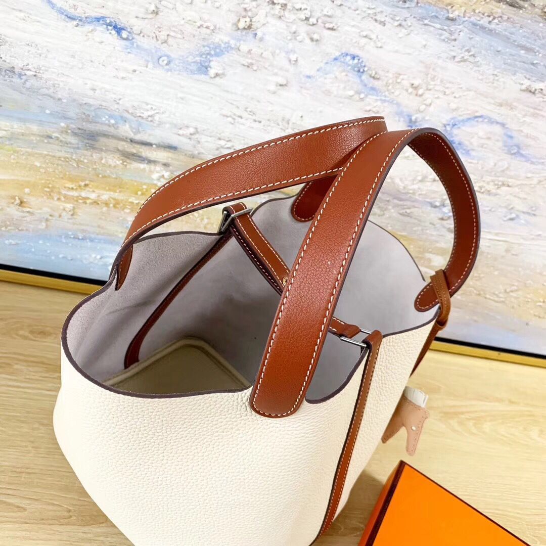 Hermes Picotin Lock 22cm Bags Litchi Leather HPT88 White Hermes Picotin Lock 22cm Bags Litchi Leather HPT88 White