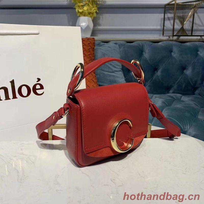 Chloe Original Calfskin Leather Top Handle Small Bag 3S030 Red Chloe Original Calfskin Leather Top Handle Small Bag 3S030 Red