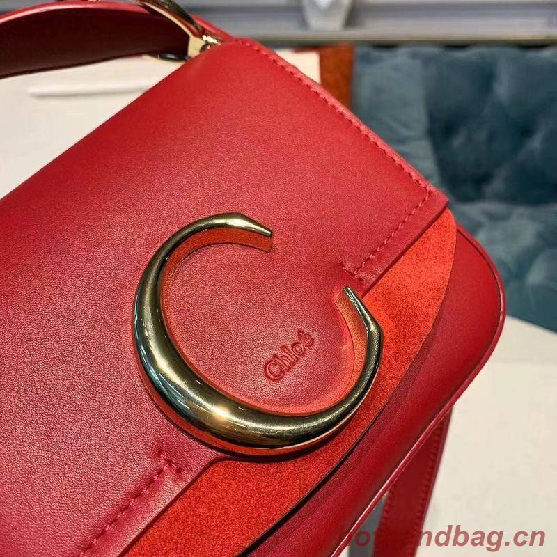 Chloe Original Calfskin Leather Top Handle Small Bag 3S030 Red Chloe Original Calfskin Leather Top Handle Small Bag 3S030 Red