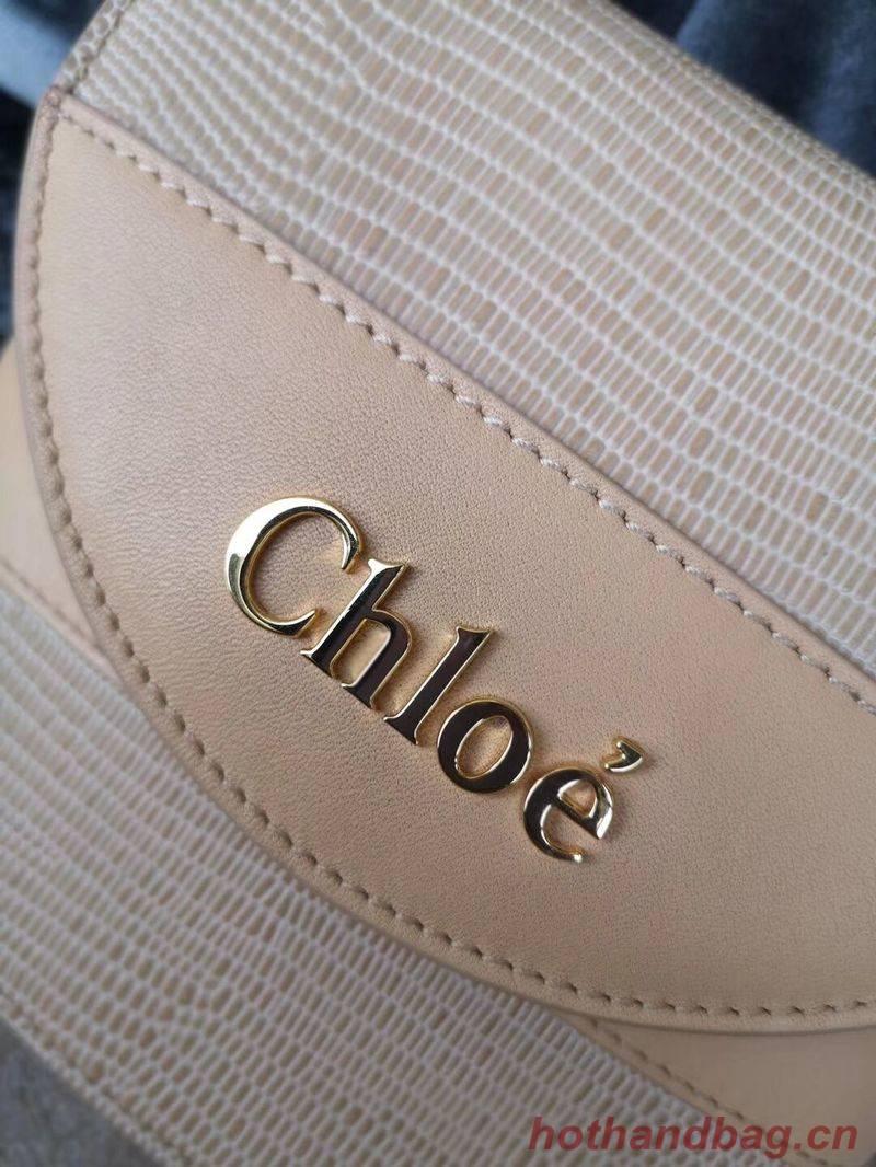 Chloe Small Aby Lock Chain Bag in Embossed Lizard Effect on Calfskin & Goatskin 3S035 Apricot Chloe Small Aby Lock Chain Bag in Embossed Lizard Effect on Calfskin & Goatskin 3S035 Apricot