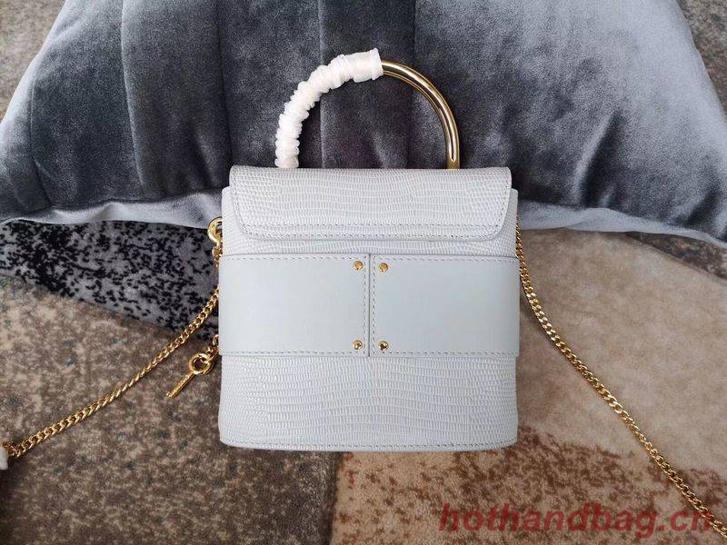 Chloe Small Aby Lock Chain Bag in Embossed Lizard Effect on Calfskin & Goatskin 3S035 Light Blue Chloe Small Aby Lock Chain Bag in Embossed Lizard Effect on Calfskin & Goatskin 3S035 Light Blue