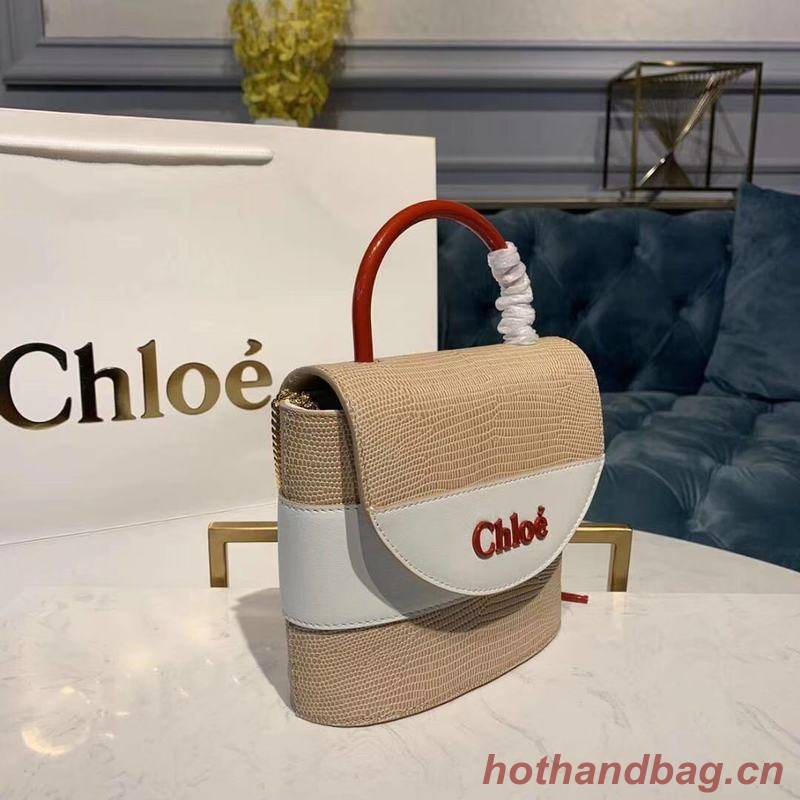 Chloe Small Aby Lock Chain Bag in Embossed Lizard Effect on Calfskin & Goatskin 3S035 White Chloe Small Aby Lock Chain Bag in Embossed Lizard Effect on Calfskin & Goatskin 3S035 White