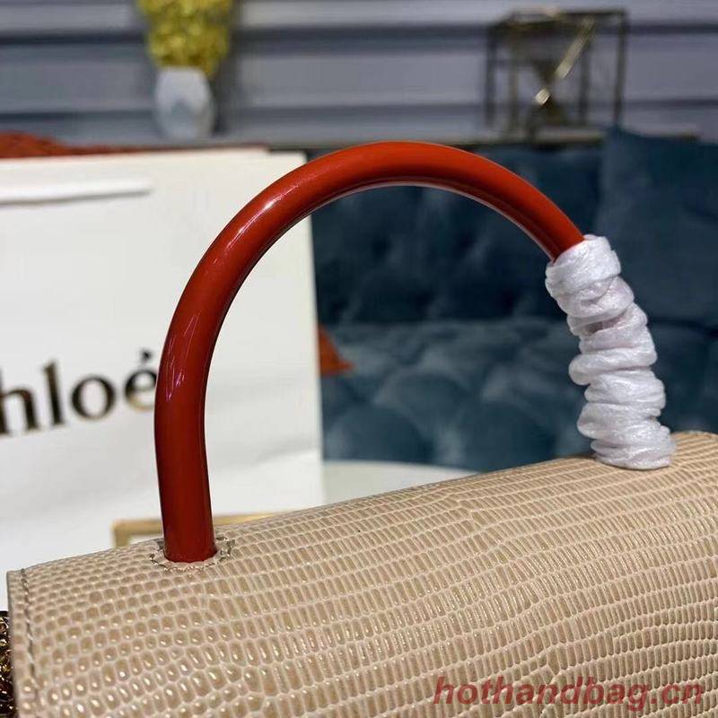 Chloe Small Aby Lock Chain Bag in Embossed Lizard Effect on Calfskin & Goatskin 3S035 White Chloe Small Aby Lock Chain Bag in Embossed Lizard Effect on Calfskin & Goatskin 3S035 White