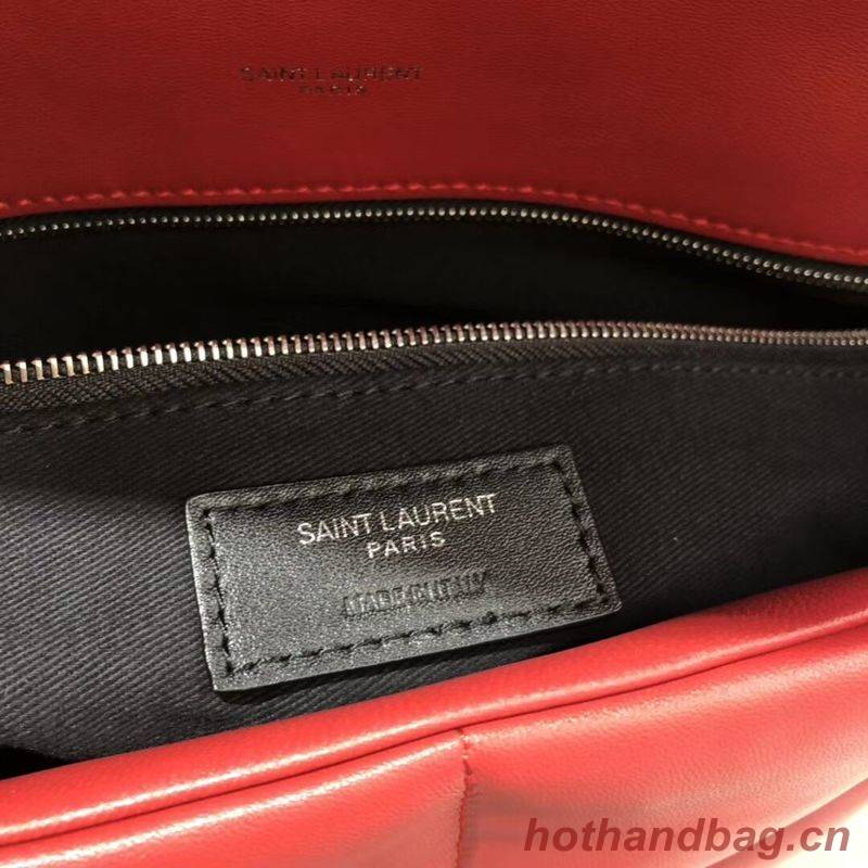 Yves Saint Laurent LOULOU PUFFER MEDIUM BAG IN QUILTED CRINKLED MATTE LEATHER Y577475 Red Yves Saint Laurent LOULOU PUFFER MEDIUM BAG IN QUILTED CRINKLED MATTE LEATHER Y577475 Red