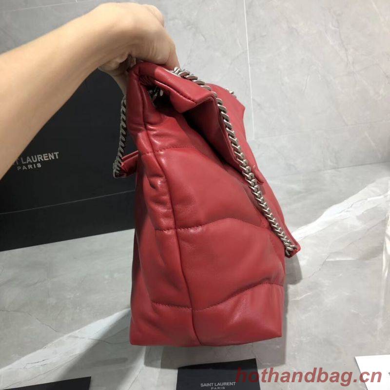 Yves Saint Laurent LOULOU PUFFER MEDIUM BAG IN QUILTED CRINKLED MATTE LEATHER Y577475 Red Yves Saint Laurent LOULOU PUFFER MEDIUM BAG IN QUILTED CRINKLED MATTE LEATHER Y577475 Red