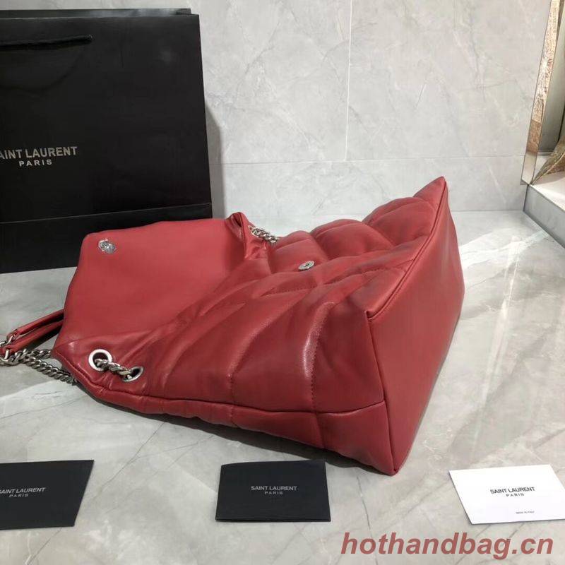 Yves Saint Laurent LOULOU PUFFER MEDIUM BAG IN QUILTED CRINKLED MATTE LEATHER Y577475 Red Yves Saint Laurent LOULOU PUFFER MEDIUM BAG IN QUILTED CRINKLED MATTE LEATHER Y577475 Red