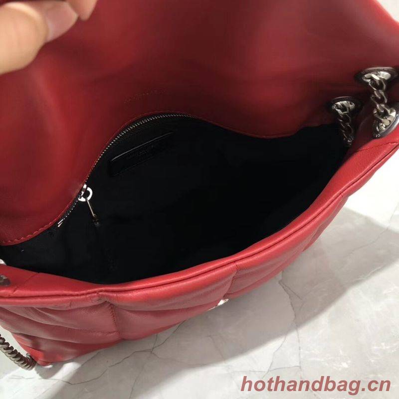 Yves Saint Laurent LOULOU PUFFER SMALL BAG IN QUILTED CRINKLED MATTE LEATHER Y577476 Red Yves Saint Laurent LOULOU PUFFER SMALL BAG IN QUILTED CRINKLED MATTE LEATHER Y577476 Red