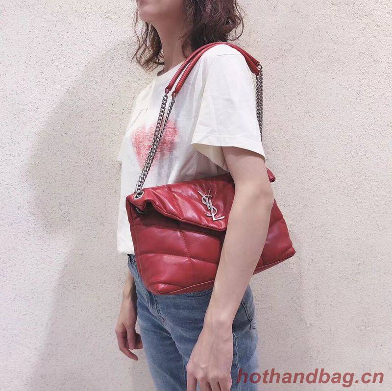 Yves Saint Laurent LOULOU PUFFER SMALL BAG IN QUILTED CRINKLED MATTE LEATHER Y577476 Red Yves Saint Laurent LOULOU PUFFER SMALL BAG IN QUILTED CRINKLED MATTE LEATHER Y577476 Red