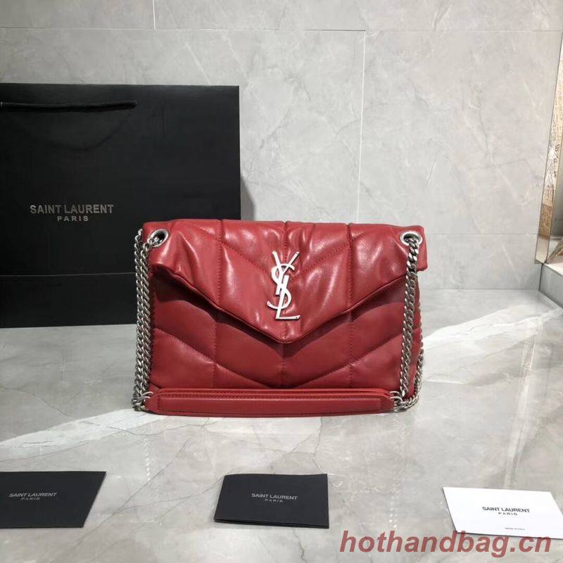 Yves Saint Laurent LOULOU PUFFER SMALL BAG IN QUILTED CRINKLED MATTE LEATHER Y577476 Red Yves Saint Laurent LOULOU PUFFER SMALL BAG IN QUILTED CRINKLED MATTE LEATHER Y577476 Red
