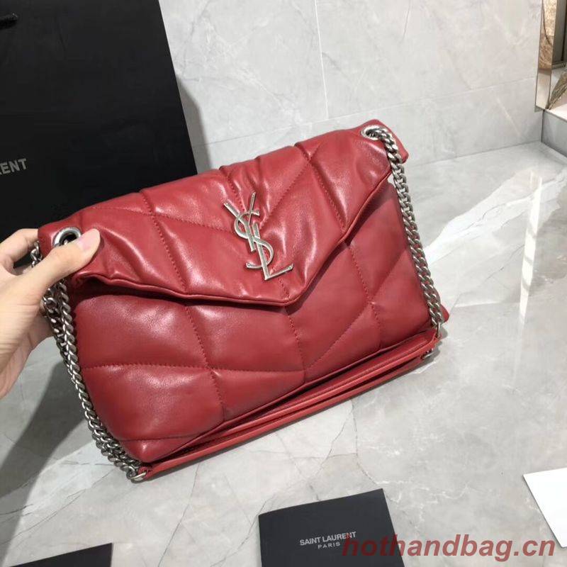 Yves Saint Laurent LOULOU PUFFER SMALL BAG IN QUILTED CRINKLED MATTE LEATHER Y577476 Red Yves Saint Laurent LOULOU PUFFER SMALL BAG IN QUILTED CRINKLED MATTE LEATHER Y577476 Red