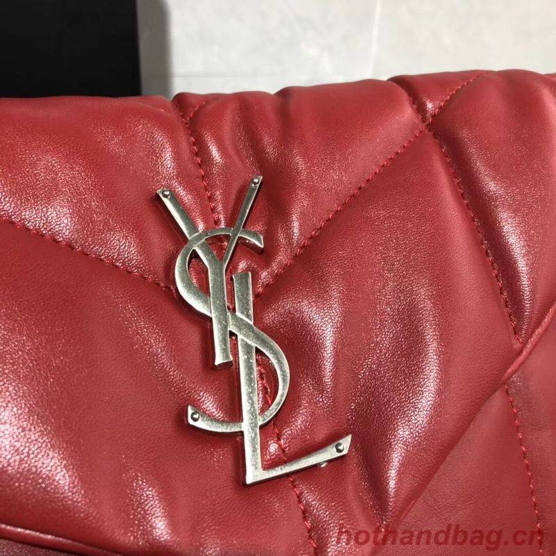 Yves Saint Laurent LOULOU PUFFER SMALL BAG IN QUILTED CRINKLED MATTE LEATHER Y577476 Red Yves Saint Laurent LOULOU PUFFER SMALL BAG IN QUILTED CRINKLED MATTE LEATHER Y577476 Red