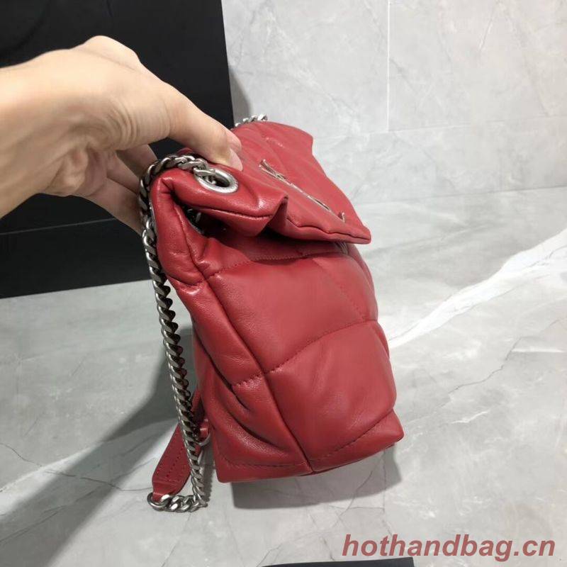 Yves Saint Laurent LOULOU PUFFER SMALL BAG IN QUILTED CRINKLED MATTE LEATHER Y577476 Red Yves Saint Laurent LOULOU PUFFER SMALL BAG IN QUILTED CRINKLED MATTE LEATHER Y577476 Red