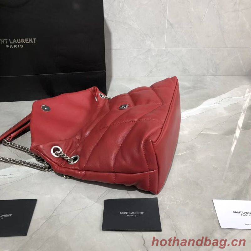 Yves Saint Laurent LOULOU PUFFER SMALL BAG IN QUILTED CRINKLED MATTE LEATHER Y577476 Red Yves Saint Laurent LOULOU PUFFER SMALL BAG IN QUILTED CRINKLED MATTE LEATHER Y577476 Red