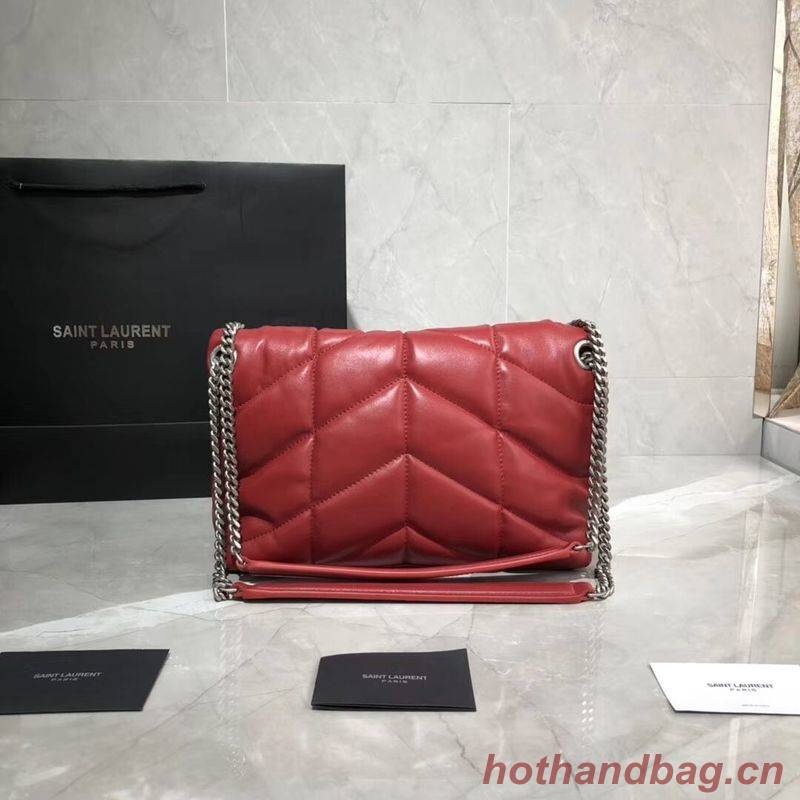 Yves Saint Laurent LOULOU PUFFER SMALL BAG IN QUILTED CRINKLED MATTE LEATHER Y577476 Red Yves Saint Laurent LOULOU PUFFER SMALL BAG IN QUILTED CRINKLED MATTE LEATHER Y577476 Red