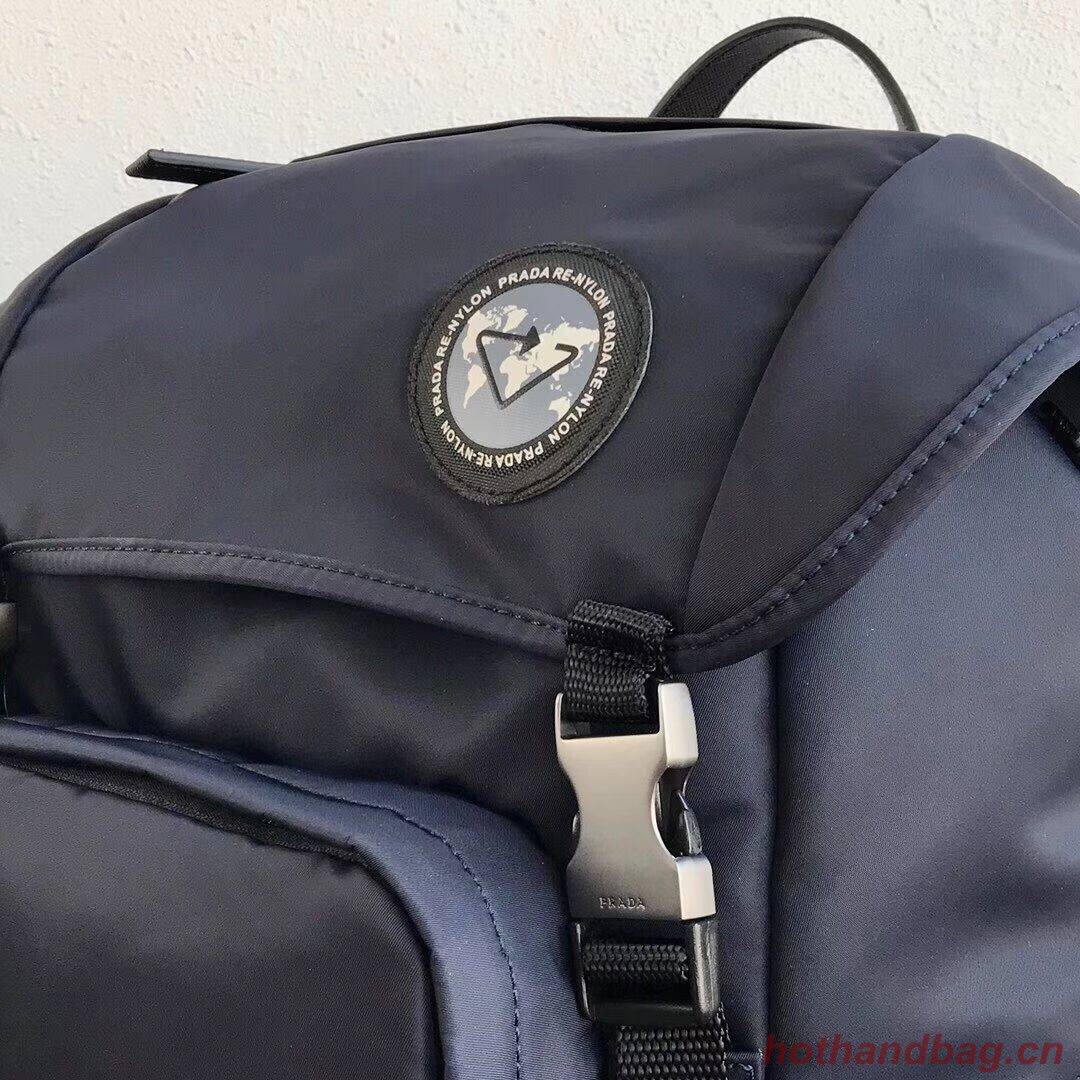 Prada Re-Nylon backpack 2VZ135 black&blue Prada Re-Nylon backpack 2VZ135 black&blue