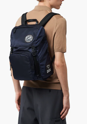 Prada Re-Nylon backpack 2VZ135 black&blue Prada Re-Nylon backpack 2VZ135 black&blue