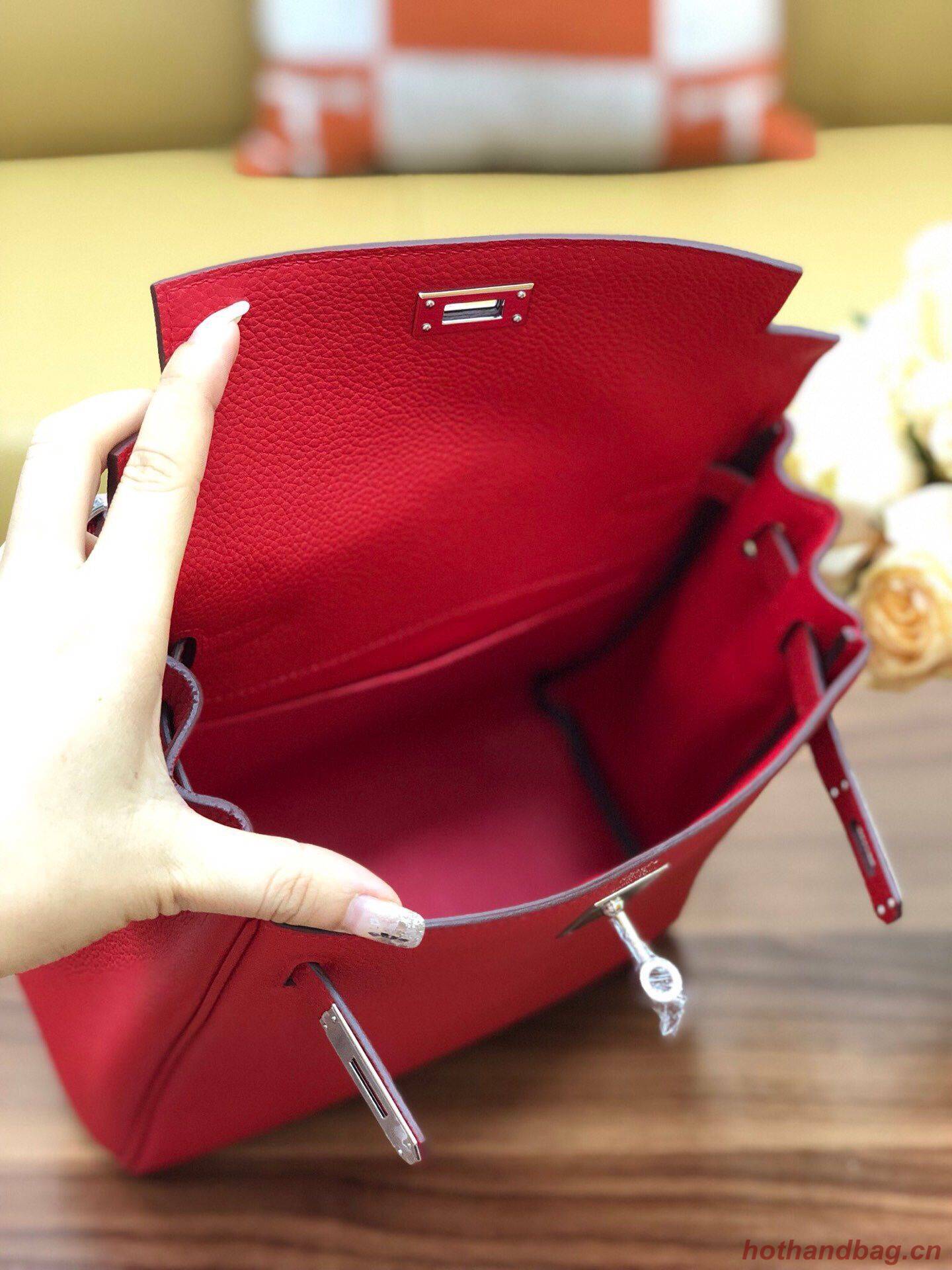 Hermes Kelly togo Leather backpack H2425 red Hermes Kelly togo Leather backpack H2425 red