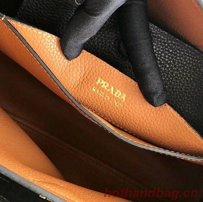 Prada Deer skin bag 1BG008 black&rbrown Prada Deer skin bag 1BG008 black&rbrown