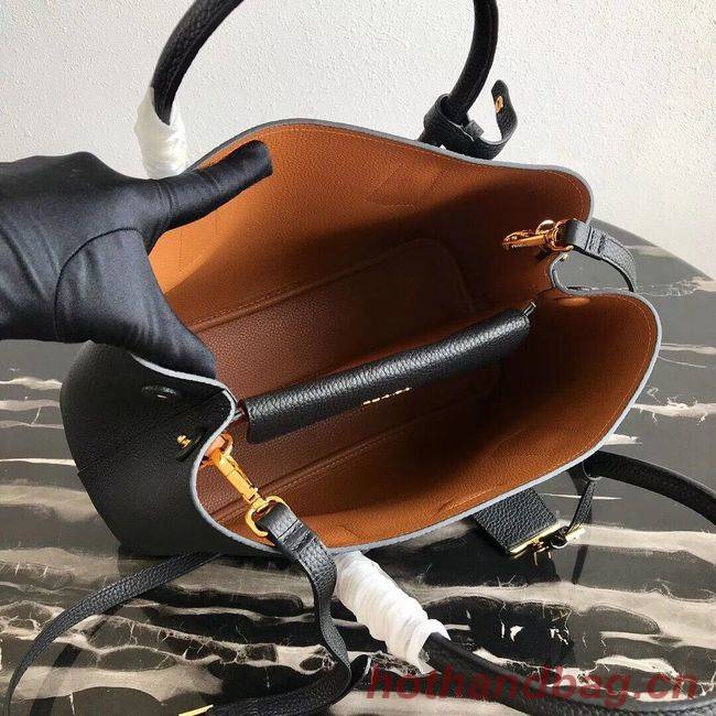 Prada Deer skin bag 1BG008 black&rbrown Prada Deer skin bag 1BG008 black&rbrown