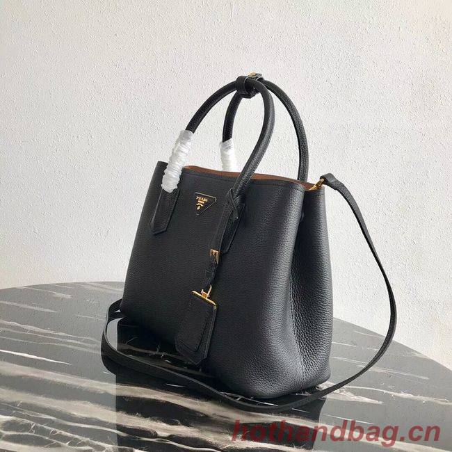 Prada Deer skin bag 1BG008 black&rbrown Prada Deer skin bag 1BG008 black&rbrown