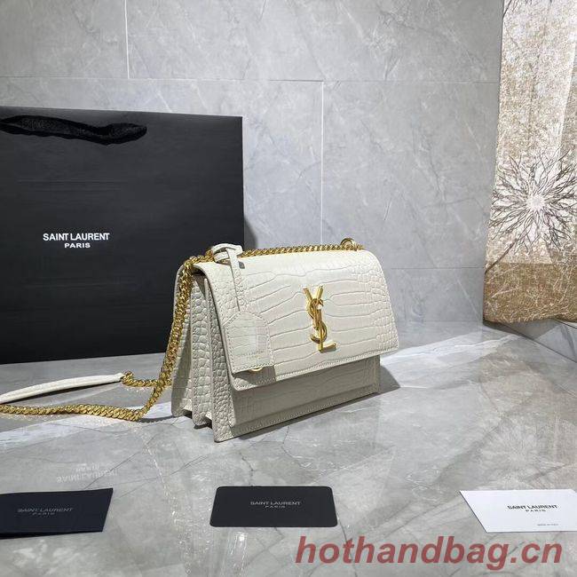 Yves Saint Laurent Calfskin Leather Shoulder Bag Y542206A white&gold-Tone Metal Yves Saint Laurent Calfskin Leather Shoulder Bag Y542206A white&gold-Tone Metal
