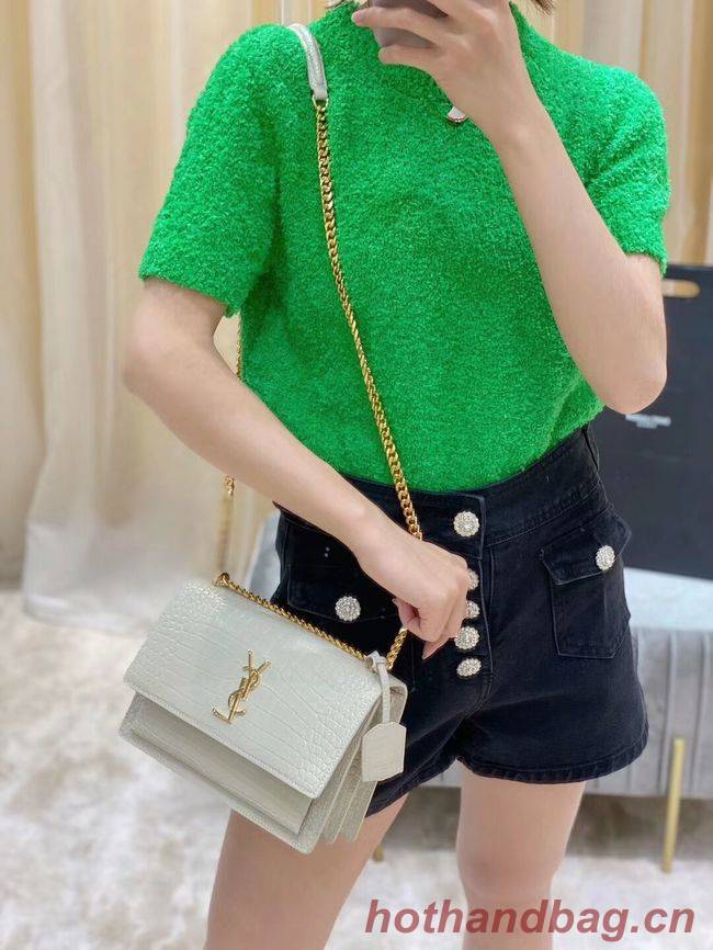Yves Saint Laurent Calfskin Leather Shoulder Bag Y542206A white&gold-Tone Metal Yves Saint Laurent Calfskin Leather Shoulder Bag Y542206A white&gold-Tone Metal