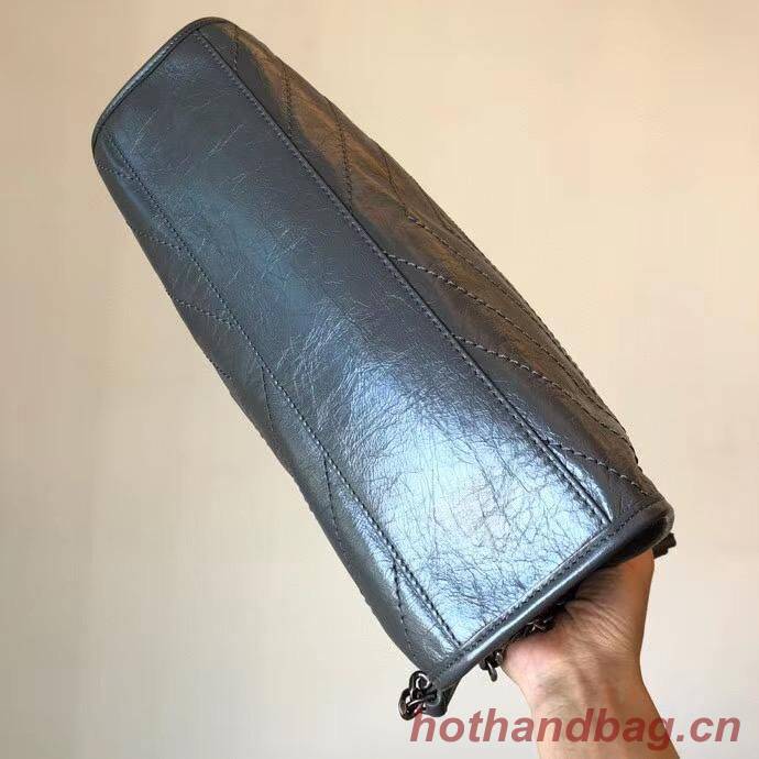 SAINT LAURENT NIKI MEDIUM SHOPPING BAG IN CRINKLED VINTAGE LEATHER 5814 Dark Gray SAINT LAURENT NIKI MEDIUM SHOPPING BAG IN CRINKLED VINTAGE LEATHER 5814 Dark Gray
