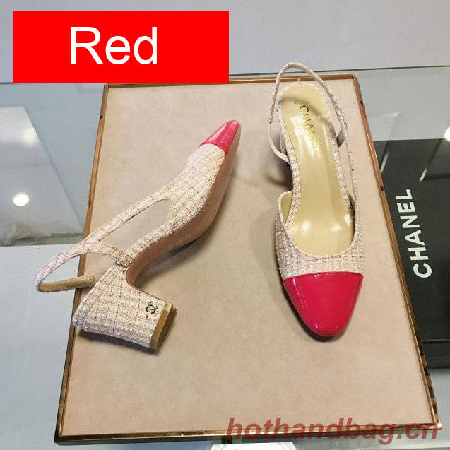 Chanel tweed slingbacks 55mm heel G31318 beige&pink Chanel tweed slingbacks 55mm heel G31318 beige&pink