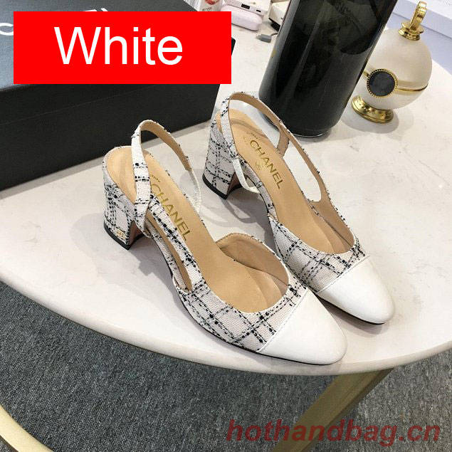 Chanel tweed slingbacks 55mm heel G31318 beige&pink Chanel tweed slingbacks 55mm heel G31318 beige&pink