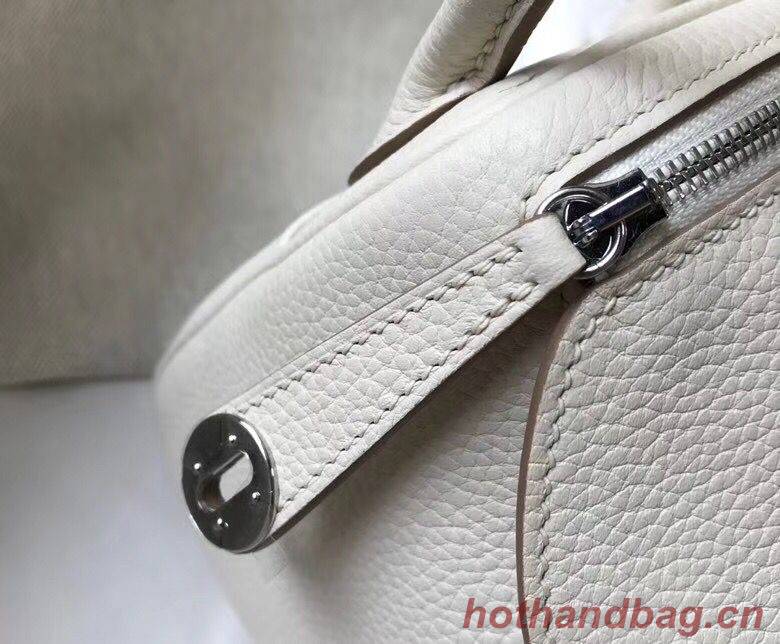 Hermes mini Lindy Original Togo Leather Bag LD19 White&Silver-Tone Metal Hermes mini Lindy Original Togo Leather Bag LD19 White&Silver-Tone Metal