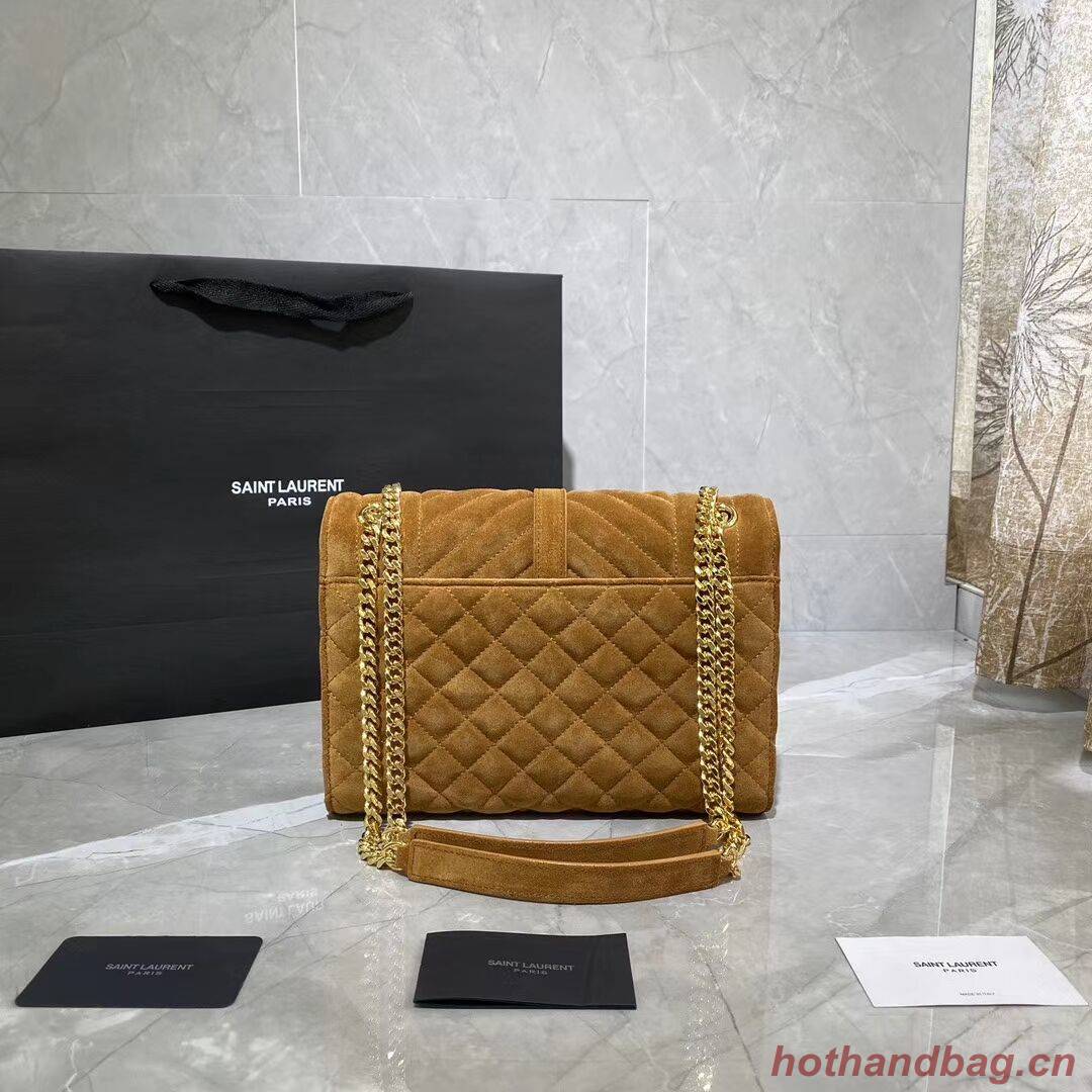 YSL ENVELOPPE MEDIUM BAG IN MIX MATELASSE GRAIN DE POUDRE EMBOSSED IN SUEDE Y487206 brown YSL ENVELOPPE MEDIUM BAG IN MIX MATELASSE GRAIN DE POUDRE EMBOSSED IN SUEDE Y487206 brown