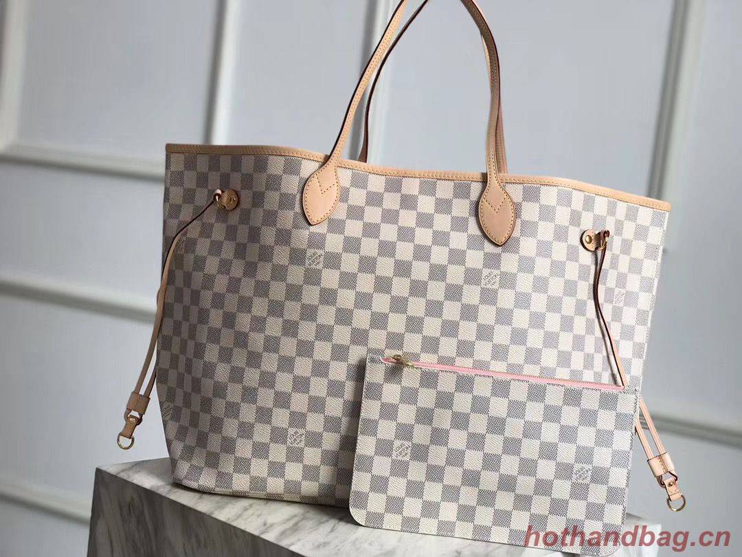 Louis Vuitton Damier Azur Original Leather Bolso NEVERFULL GM N41604 Pink