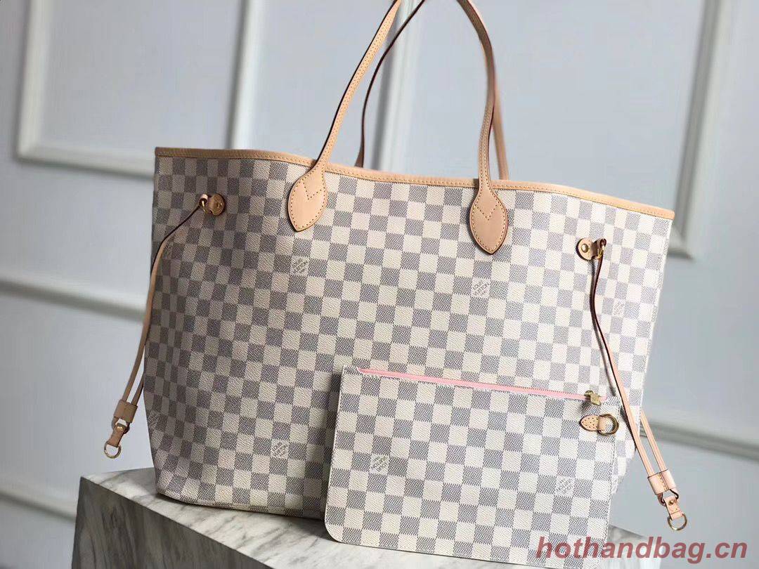Louis Vuitton Damier Azur Original Leather Bolso NEVERFULL GM N41604 Pink Louis Vuitton Damier Azur Original Leather Bolso NEVERFULL GM N41604 Pink