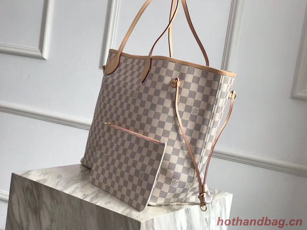 Louis Vuitton Damier Azur Original Leather Bolso NEVERFULL GM N41604 Pink Louis Vuitton Damier Azur Original Leather Bolso NEVERFULL GM N41604 Pink