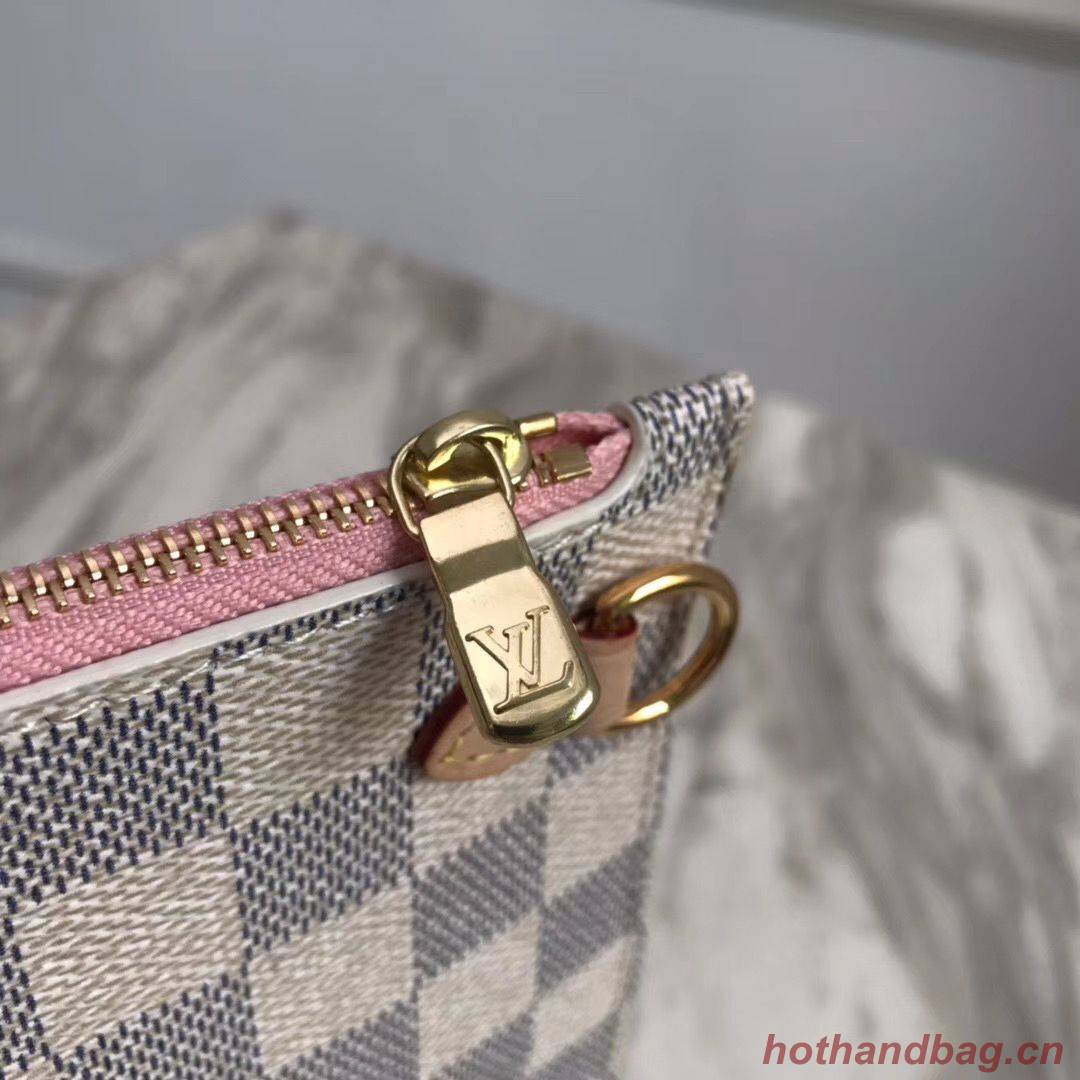Louis Vuitton Damier Azur Original Leather Bolso NEVERFULL GM N41604 Pink Louis Vuitton Damier Azur Original Leather Bolso NEVERFULL GM N41604 Pink