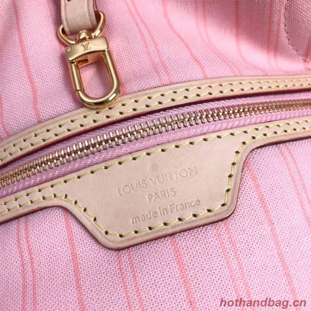 Louis Vuitton Damier Azur Original Leather Bolso NEVERFULL GM N41604 Pink Louis Vuitton Damier Azur Original Leather Bolso NEVERFULL GM N41604 Pink