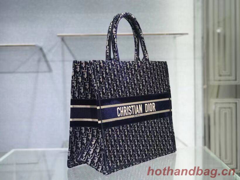 DIOR BOOK TOTE blue Dior Oblique Embroidered Velvet M1286Z DIOR BOOK TOTE blue Dior Oblique Embroidered Velvet M1286Z