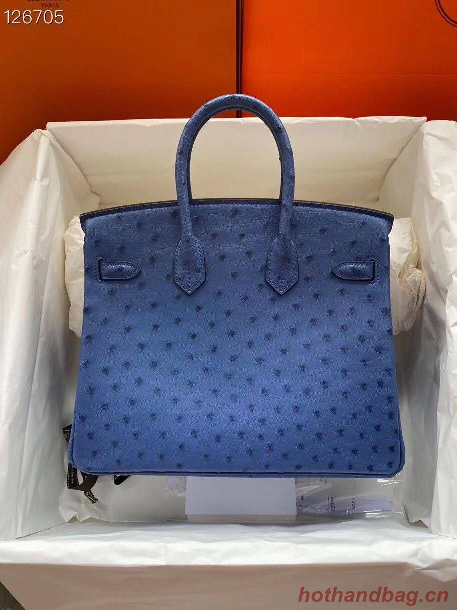 Hermes Birkin Bag Original Leather Ostrich Skin HBK2530 Dark Blue Hermes Birkin Bag Original Leather Ostrich Skin HBK2530 Dark Blue