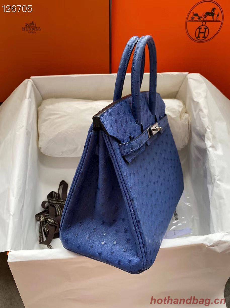 Hermes Birkin Bag Original Leather Ostrich Skin HBK2530 Dark Blue Hermes Birkin Bag Original Leather Ostrich Skin HBK2530 Dark Blue