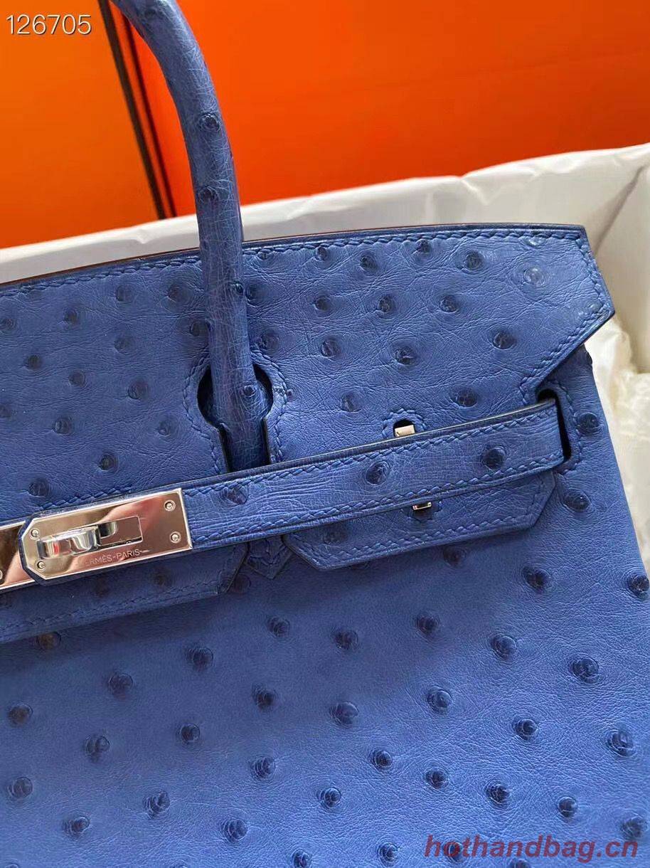 Hermes Birkin Bag Original Leather Ostrich Skin HBK2530 Dark Blue Hermes Birkin Bag Original Leather Ostrich Skin HBK2530 Dark Blue
