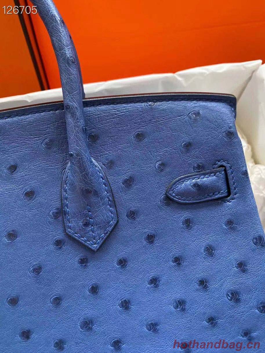 Hermes Birkin Bag Original Leather Ostrich Skin HBK2530 Dark Blue Hermes Birkin Bag Original Leather Ostrich Skin HBK2530 Dark Blue