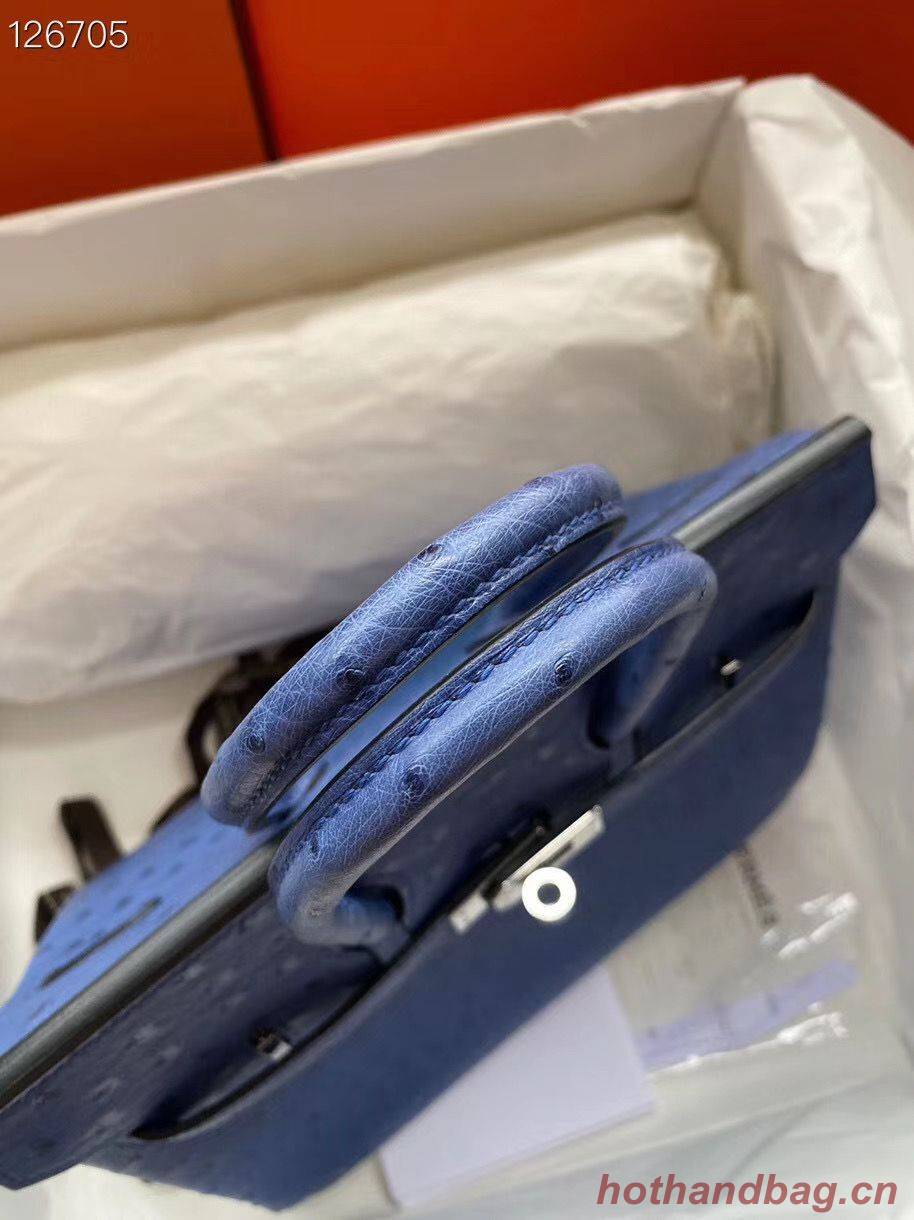 Hermes Birkin Bag Original Leather Ostrich Skin HBK2530 Dark Blue Hermes Birkin Bag Original Leather Ostrich Skin HBK2530 Dark Blue