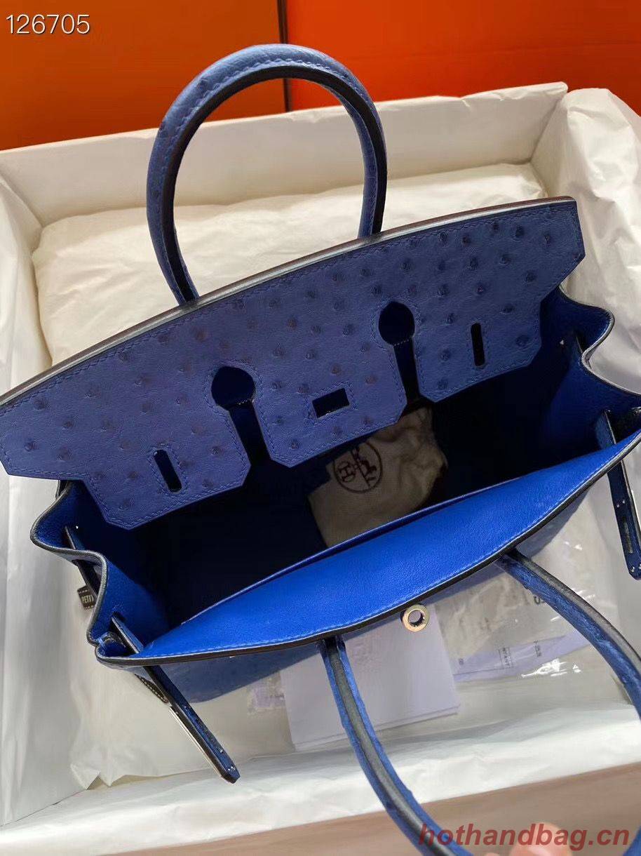 Hermes Birkin Bag Original Leather Ostrich Skin HBK2530 Dark Blue Hermes Birkin Bag Original Leather Ostrich Skin HBK2530 Dark Blue