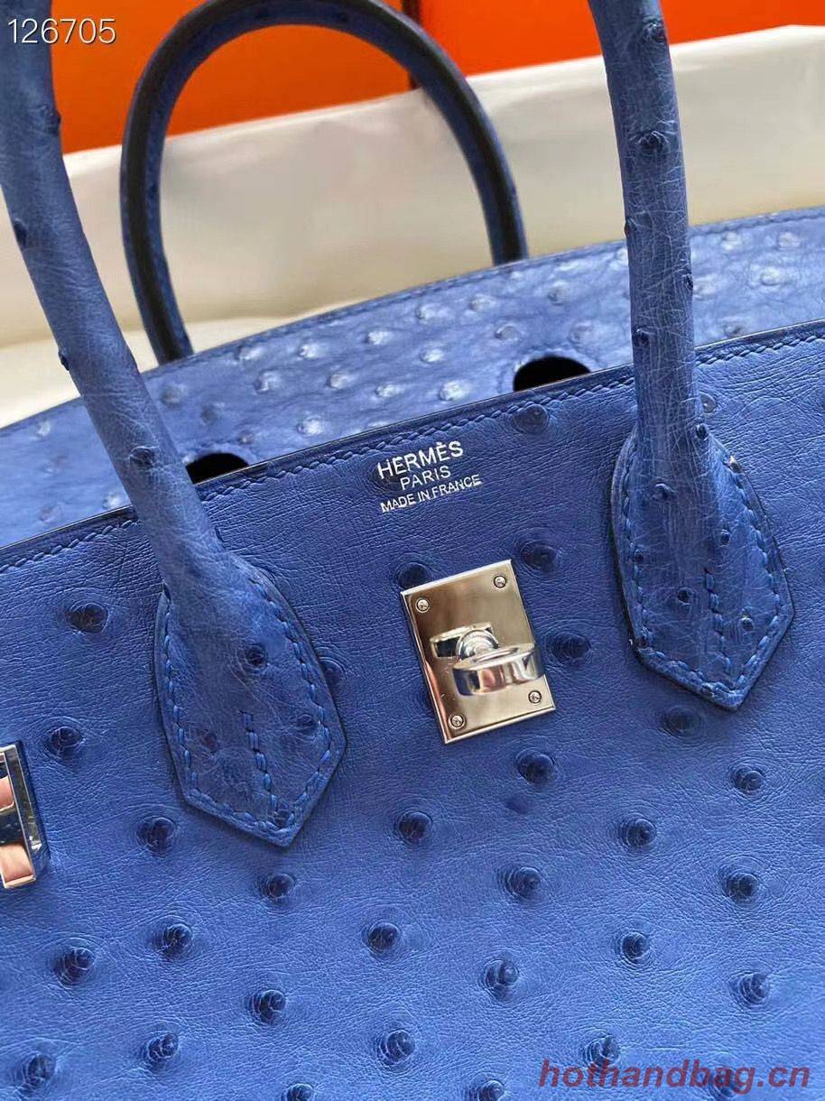Hermes Birkin Bag Original Leather Ostrich Skin HBK2530 Dark Blue Hermes Birkin Bag Original Leather Ostrich Skin HBK2530 Dark Blue