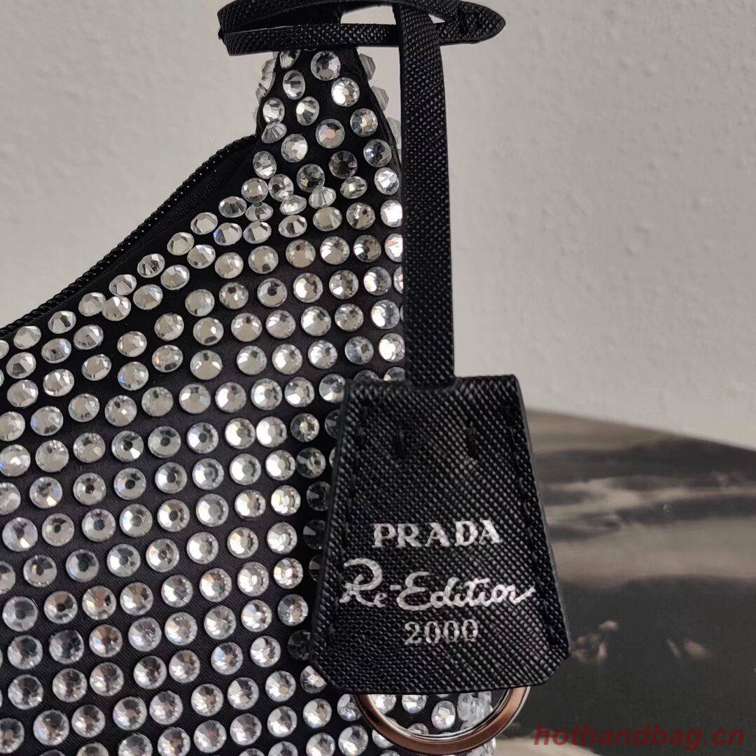 Prada Satin mini-bag with artificial crystals 1BE515Z black Prada Satin mini-bag with artificial crystals 1BE515Z black