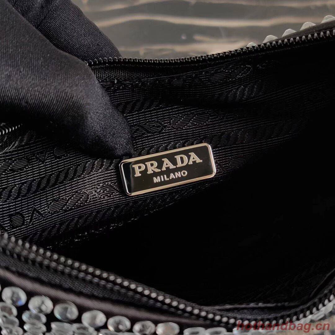 Prada Satin mini-bag with artificial crystals 1BE515Z black Prada Satin mini-bag with artificial crystals 1BE515Z black