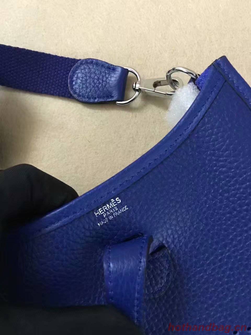 Hermes Evelyne original togo leather mini Shoulder Bag H15698 optic blue Hermes Evelyne original togo leather mini Shoulder Bag H15698 optic blue