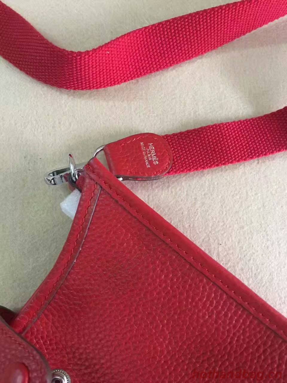 Hermes Evelyne original togo leather mini Shoulder Bag H15698 red Hermes Evelyne original togo leather mini Shoulder Bag H15698 red